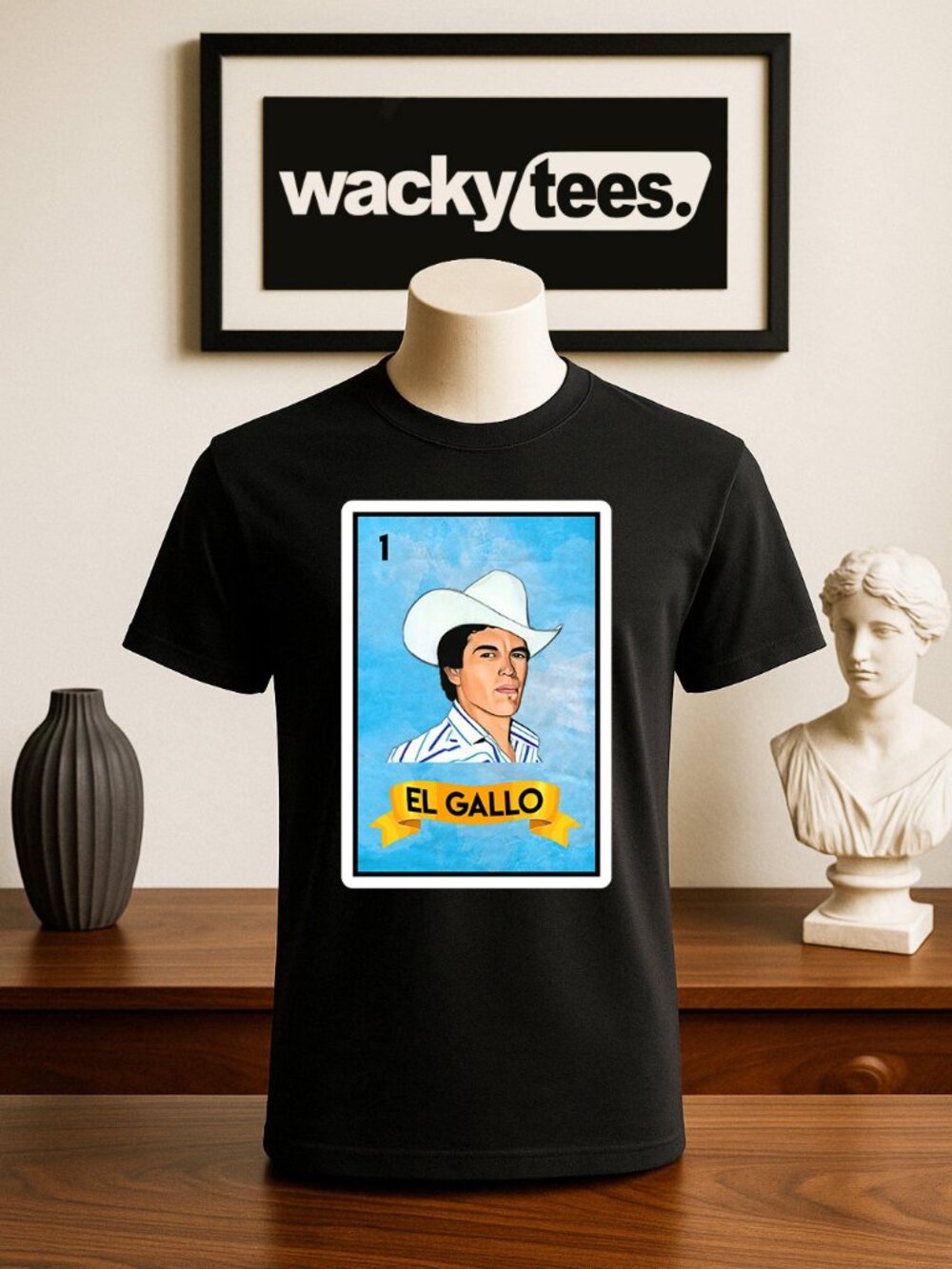 El Gallo Chalino Sanchez Loteria Style Mexican Bingo Tarot Card Graphic Shirt